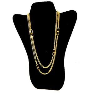 Vtg Gold Tone Long Strand Chain Necklace